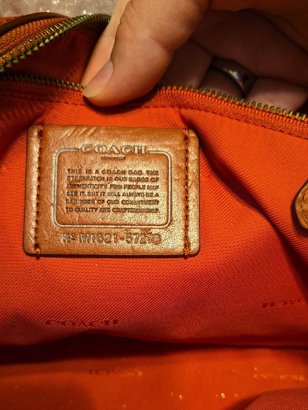 Coach Pebbled Leather Satchel in Cognac Orange - Picture 7 of 16